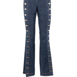 DOLCE & GABBANA Sz 32 Jean Button Side  Seam Embellishment Wiskering Flare Jeans
